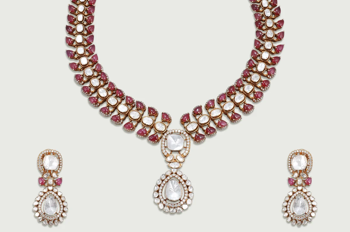 Amara Ruby & Polki Heritage Necklace Set
