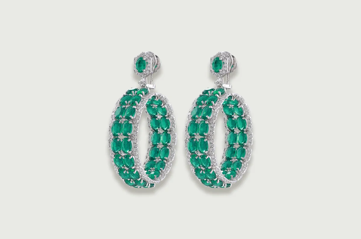 Reva Emerald Halo Hoops 1